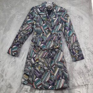 Duro Olowu Womens Multicolor Striped Long Sleeve Trench Coat Size S NWOT Cotton